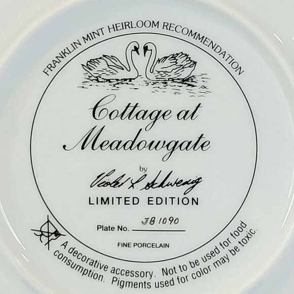 Vintage Franklin Mint Cottage At Meadowgate Heirloom Fine Porcelain Plate - Picture 5 of 5